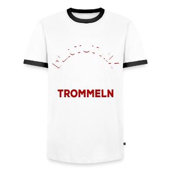 Der tut nix der will nur trommeln - Spruch - Männer Kontrast-T-Shirt - Weiß/Schwarz - Vorne - AI Model Female 172 light (172cm) & AI Model Male 178 dark (178cm)