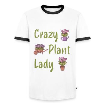 Crazy Plant Lady jardinier plante de jardin amour - T-shirt contrasté Homme - blanc/noir - Devant - AI Model Female 172 light (172cm) & AI Model Male 178 dark (178cm)