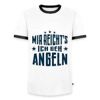 Angler Fischer angeln Sportangler Anglersprüche . - Männer Kontrast-T-Shirt - Weiß/Schwarz - Vorne - AI Model Female 172 light (172cm) & AI Model Male 178 dark (178cm)