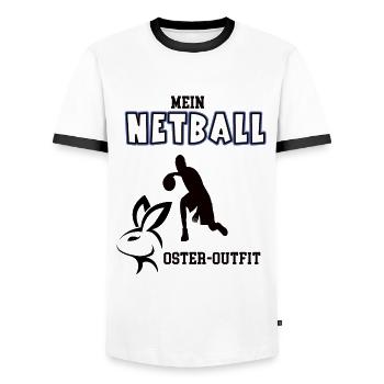 Netball Spieler Ostern Netballer Oster Geschenk - Männer Kontrast-T-Shirt - Weiß/Schwarz - Vorne - AI Model Female 172 light (172cm) & AI Model Male 178 dark (178cm)