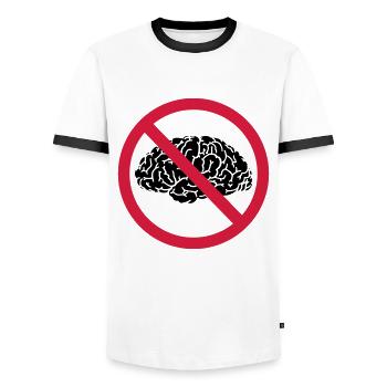 no brains allowed - Männer Kontrast-T-Shirt - Weiß/Schwarz - Vorne - AI Model Female 172 light (172cm) & AI Model Male 178 dark (178cm)