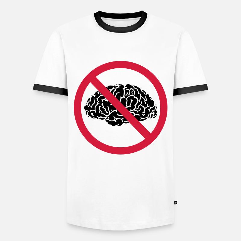 no brains allowed - Männer Kontrast-T-Shirt - Weiß/Schwarz