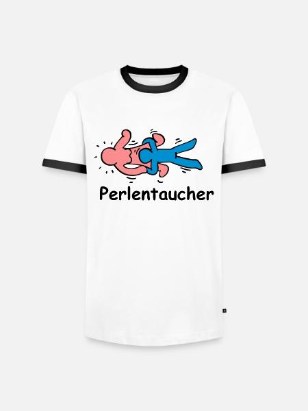 Perlentaucher - Männer Kontrast-T-Shirt - Weiß/Schwarz