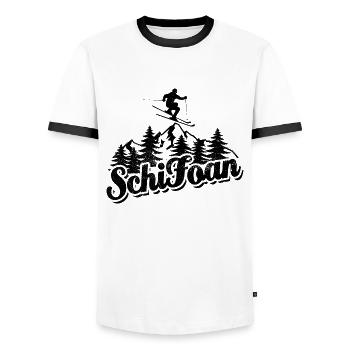 Ski, Schi Foan, Wintersport, Skiurlaub - Männer Kontrast-T-Shirt - Weiß/Schwarz - Vorne - AI Model Female 172 light (172cm) & AI Model Male 178 dark (178cm)