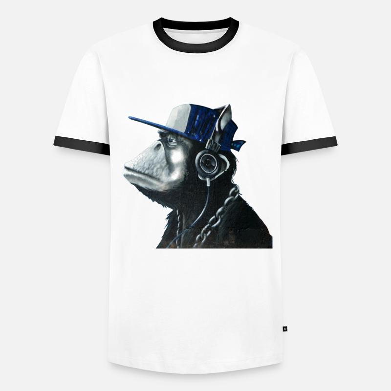 Monkey graffiti by CustomStyle - Men's Ringer Shirt - white/black