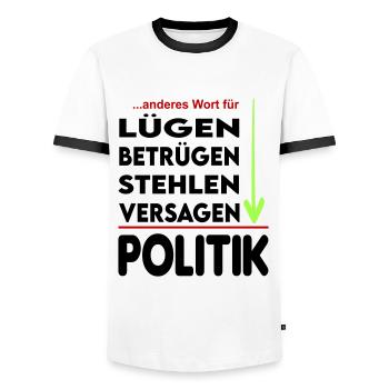 Politik Versager Lügner Betrüger FDP SPD Grüne - Männer Kontrast-T-Shirt - Weiß/Schwarz - Vorne - AI Model Female 172 light (172cm) & AI Model Male 178 dark (178cm)