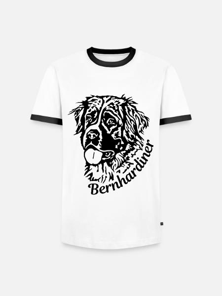 Bernhardiner Kopf - Männer Kontrast-T-Shirt - Weiß/Schwarz