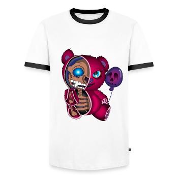 Skull Teddybär Skelett Halloween Geschenkidee - Männer Kontrast-T-Shirt - Weiß/Schwarz - Vorne - AI Model Female 172 light (172cm) & AI Model Male 178 dark (178cm)