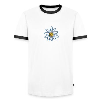 Allgäuer - Alpen Edelweiß aus dem Allgäu - Männer Kontrast-T-Shirt - Weiß/Schwarz - Vorne - AI Model Female 172 light (172cm) & AI Model Male 178 dark (178cm)