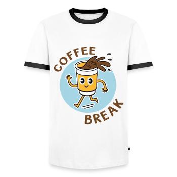 coffee break - T-shirt contrasté Homme - blanc/noir - Devant - AI Model Female 172 light (172cm) & AI Model Male 178 dark (178cm)