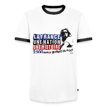 Vercingétorix - T-shirt contrasté Homme - blanc/noir - Devant - AI Model Female 172 light (172cm) & AI Model Male 178 dark (178cm)