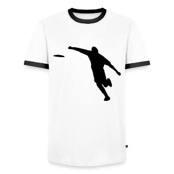 discgolf - Männer Kontrast-T-Shirt - Weiß/Schwarz - Vorne - AI Model Female 172 light (172cm) & AI Model Male 178 dark (178cm)