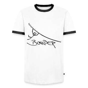 Boulder bouldern Strichmännchen Klettern Kletterer - Männer Kontrast-T-Shirt - Weiß/Schwarz - Vorne - AI Model Female 172 light (172cm) & AI Model Male 178 dark (178cm)
