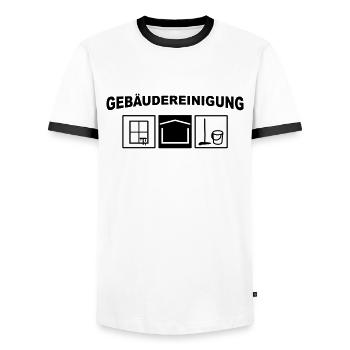 Gebäudereinigung Haus - Männer Kontrast-T-Shirt - Weiß/Schwarz - Vorne - AI Model Female 172 light (172cm) & AI Model Male 178 dark (178cm)