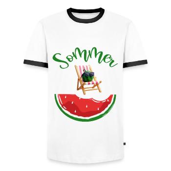 Sonne Sommer Strand Meer Wassermelone - Männer Kontrast-T-Shirt - Weiß/Schwarz - Vorne - AI Model Female 172 light (172cm) & AI Model Male 178 dark (178cm)