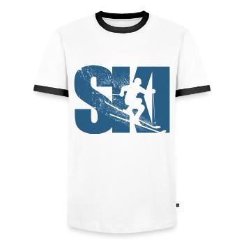 Ski, apres ski, winter sports, ski holidays - Men's Ringer Shirt - white/black - Front - AI Model Female 172 light (172cm) & AI Model Male 178 dark (178cm)