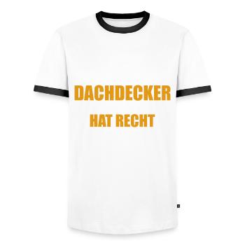 Ich bin der Dachdecker - einer von uns hat Recht - Männer Kontrast-T-Shirt - Weiß/Schwarz - Vorne - AI Model Female 172 light (172cm) & AI Model Male 178 dark (178cm)