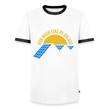 Photovoltaik - Nur noch eine PV Anlage Versprochen - Männer Kontrast-T-Shirt - Weiß/Schwarz - Vorne - AI Model Female 172 light (172cm) & AI Model Male 178 dark (178cm)
