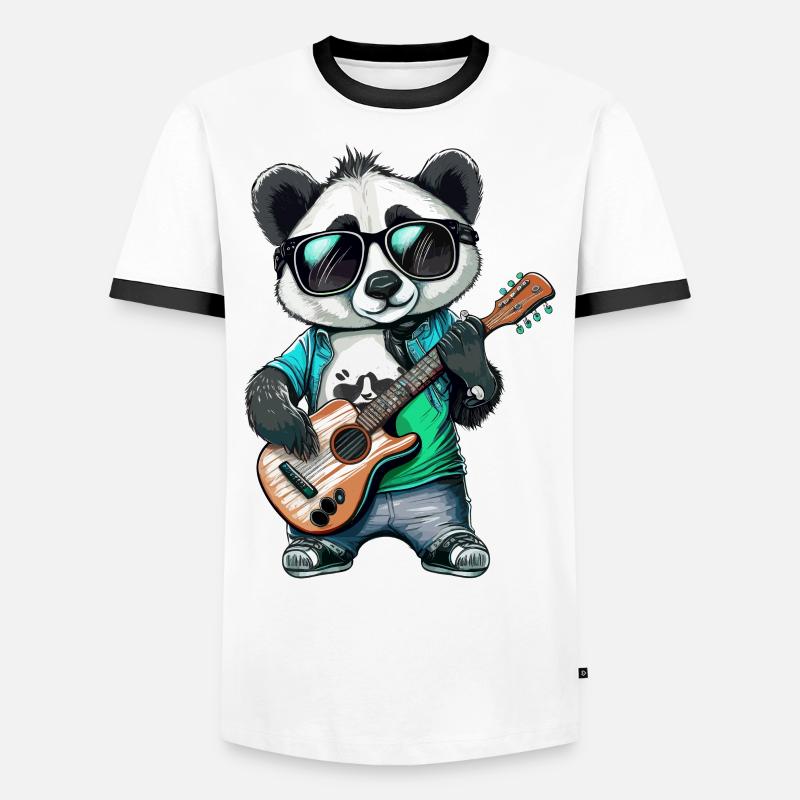 Panda Wippe - Männer Kontrast-T-Shirt - Weiß/Schwarz