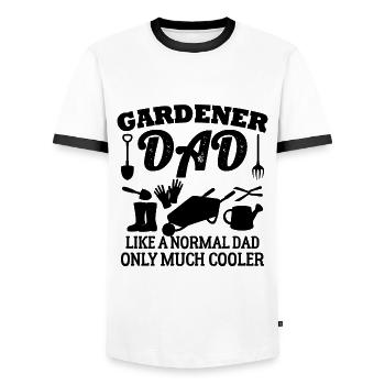 gardener father like a normal father only a lot - Men's Ringer Shirt - white/black - Front - AI Model Female 172 light (172cm) & AI Model Male 178 dark (178cm)
