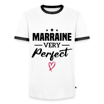 Marraine very perfect - T-shirt contrasté Homme - blanc/noir - Devant - AI Model Female 172 light (172cm) & AI Model Male 178 dark (178cm)
