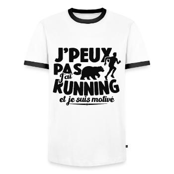 Je Peux Pas J'ai Running Et Je Suis Motivé - T-shirt contrasté Homme - blanc/noir - Devant - AI Model Female 172 light (172cm) & AI Model Male 178 dark (178cm)
