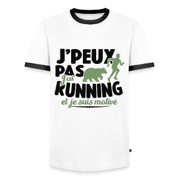 Je Peux Pas J'ai Running Et Je Suis Motivé - T-shirt contrasté Homme - blanc/noir - Devant - AI Model Female 172 light (172cm) & AI Model Male 178 dark (178cm)