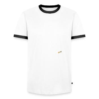 Schwalbe - Ostalgie - IFA - DDR - Moped - Männer Kontrast-T-Shirt - Weiß/Schwarz - Vorne - AI Model Female 172 light (172cm) & AI Model Male 178 dark (178cm)