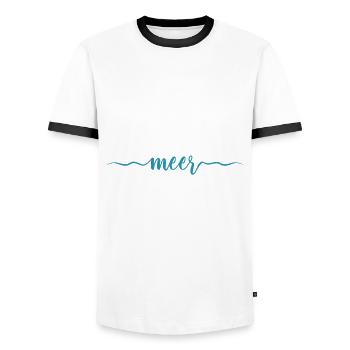 Ein bisschen Meer geht immer - Leuchtturm Nordsee - Männer Kontrast-T-Shirt - Weiß/Schwarz - Vorne - AI Model Female 172 light (172cm) & AI Model Male 178 dark (178cm)