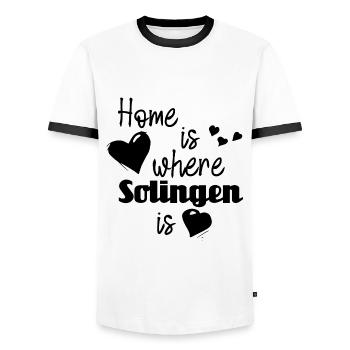Zuhause in Solingen - Home is where Solingen is - Männer Kontrast-T-Shirt - Weiß/Schwarz - Vorne - AI Model Female 172 light (172cm) & AI Model Male 178 dark (178cm)