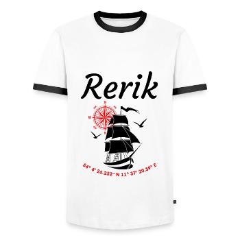 Rerik Segelschiff Kompassrose Ostsee - Männer Kontrast-T-Shirt - Weiß/Schwarz - Vorne - AI Model Female 172 light (172cm) & AI Model Male 178 dark (178cm)