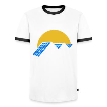 Zukunft Photovoltaik - Solarenergie - Sonne - Männer Kontrast-T-Shirt - Weiß/Schwarz - Vorne - AI Model Female 172 light (172cm) & AI Model Male 178 dark (178cm)