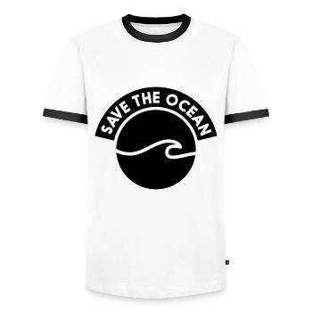 SAVE THE OCEAN - Männer Kontrast-T-Shirt - Weiß/Schwarz - Vorne - AI Model Female 172 light (172cm) & AI Model Male 178 dark (178cm)