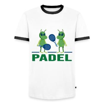 Padel Padel Joueur de tennis Padel Paddle Padel - T-shirt contrasté Homme - blanc/noir - Devant - AI Model Female 172 light (172cm) & AI Model Male 178 dark (178cm)
