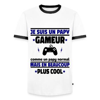 Je suis un papy gameur plus cool, cadeau noël - T-shirt contrasté Homme - blanc/noir - Devant - AI Model Female 172 light (172cm) & AI Model Male 178 dark (178cm)