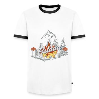 Gstaad Winter Campus Outdoor könnte - Männer Kontrast-T-Shirt - Weiß/Schwarz - Vorne - AI Model Female 172 light (172cm) & AI Model Male 178 dark (178cm)