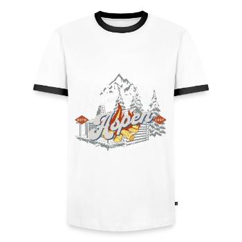 Aspen Wintercampus im Freien - Männer Kontrast-T-Shirt - Weiß/Schwarz - Vorne - AI Model Female 172 light (172cm) & AI Model Male 178 dark (178cm)