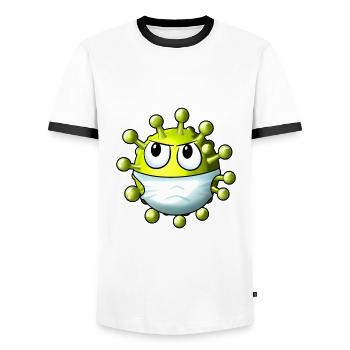 Cartoon Corona Virus - Männer Kontrast-T-Shirt - Weiß/Schwarz - Vorne - AI Model Female 172 light (172cm) & AI Model Male 178 dark (178cm)