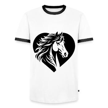 Coeur de tête de cheval - T-shirt contrasté Homme - blanc/noir - Devant - AI Model Female 172 light (172cm) & AI Model Male 178 dark (178cm)