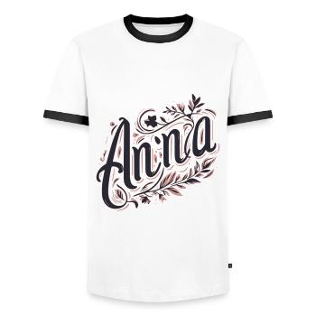 Anna Name Floral - Men's Ringer Shirt - white/black - Front - AI Model Female 172 light (172cm) & AI Model Male 178 dark (178cm)