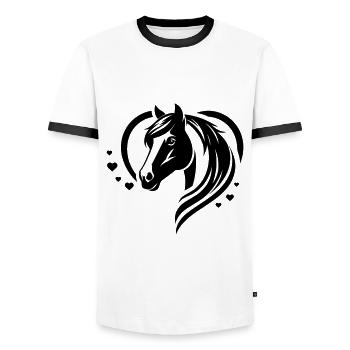 Coeur de tête de cheval - T-shirt contrasté Homme - blanc/noir - Devant - AI Model Female 172 light (172cm) & AI Model Male 178 dark (178cm)