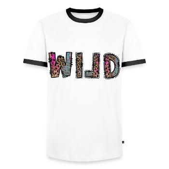 Soyez sauvage et libre citation amusante en disant cadeau - T-shirt contrasté Homme - blanc/noir - Devant - AI Model Female 172 light (172cm) & AI Model Male 178 dark (178cm)