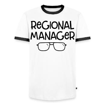 Regional Manager Daddy and Baby Matching - Men's Ringer Shirt - white/black - Front - AI Model Female 172 light (172cm) & AI Model Male 178 dark (178cm)