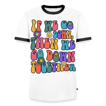 Si nous descendons, alors nous descendons ensemble - T-shirt contrasté Homme - blanc/noir - Devant - AI Model Female 172 light (172cm) & AI Model Male 178 dark (178cm)