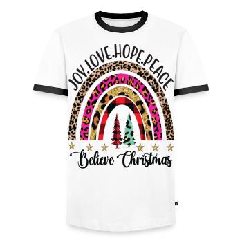 Joie Amour Espoir Paix Croire Noël - T-shirt contrasté Homme - blanc/noir - Devant - AI Model Female 172 light (172cm) & AI Model Male 178 dark (178cm)