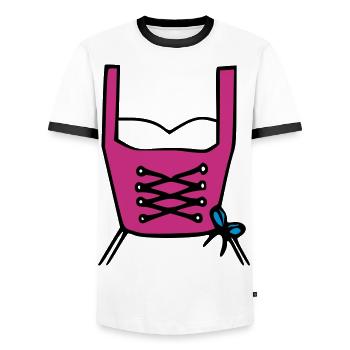 Dirndl - Männer Kontrast-T-Shirt - Weiß/Schwarz - Vorne - AI Model Female 172 light (172cm) & AI Model Male 178 dark (178cm)