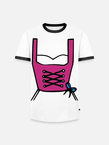 Dirndl - Männer Kontrast-T-Shirt - Weiß/Schwarz
