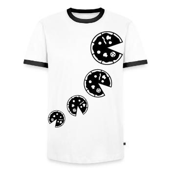 pizza pizza - T-shirt contrasté Homme - blanc/noir - Devant - AI Model Female 172 light (172cm) & AI Model Male 178 dark (178cm)