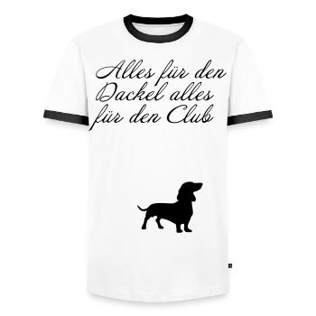 Dackel - Männer Kontrast-T-Shirt - Weiß/Schwarz - Vorne - AI Model Female 172 light (172cm) & AI Model Male 178 dark (178cm)