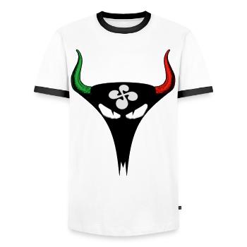 basque_bull - Men's Ringer Shirt - white/black - Front - AI Model Female 172 light (172cm) & AI Model Male 178 dark (178cm)